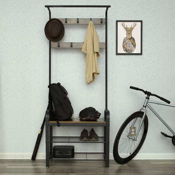 Panou hol de intrare TAYLOR cu dulap pentru pantofi 183x72 cm, rustic maro