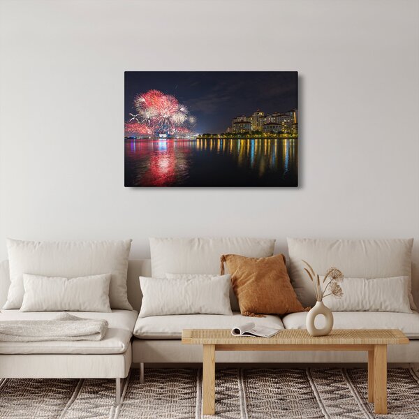 Tablou cu artificii in Singapur (90x60 cm)