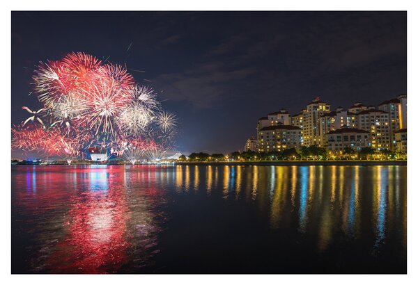 Tablou cu artificii in Singapur (90x60 cm)