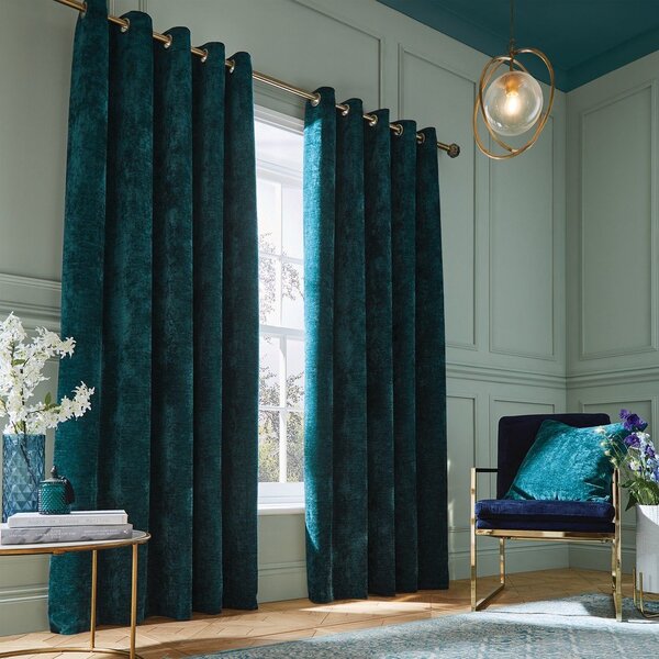 Draperii albastru-verde termoizolante 2 buc. din janilie 168x229 cm Selene Luxury Chenille – Hyperion
