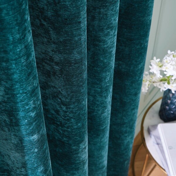 Draperii albastru-verde termoizolante 2 buc. din janilie 168x229 cm Selene Luxury Chenille – Hyperion