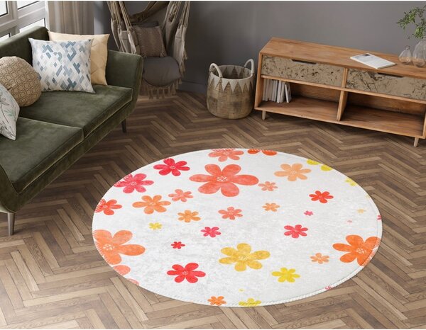 Covor pentru copii portocaliu-fildeș lavabil ø120 cm Fall Flowers – Vitaus