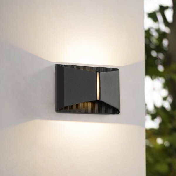 Lindby LED-Aparec de iluminat exterior Anlira, negru, Up & down, IP65, Negru, Metal, Modern