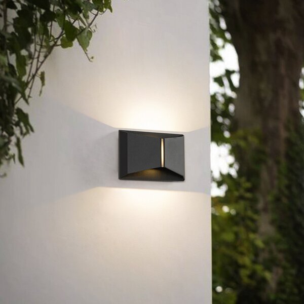 Lindby LED-Aparec de iluminat exterior Anlira, negru, Up & down, IP65, Negru, Metal, Modern