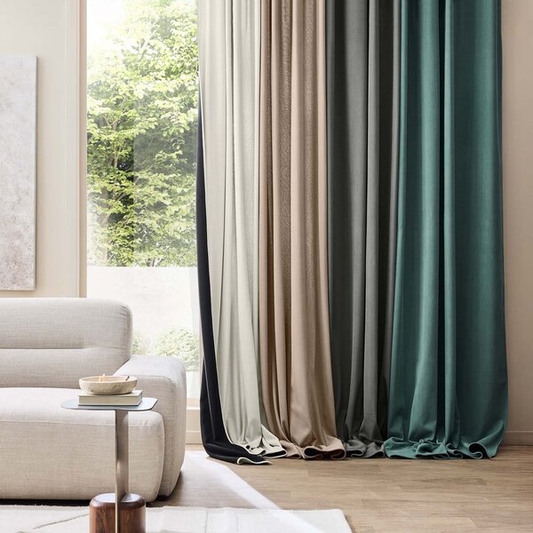 Draperie gri antracit termoizolantă din catifea reiată 140x260 cm Madison – douceur d'intérieur