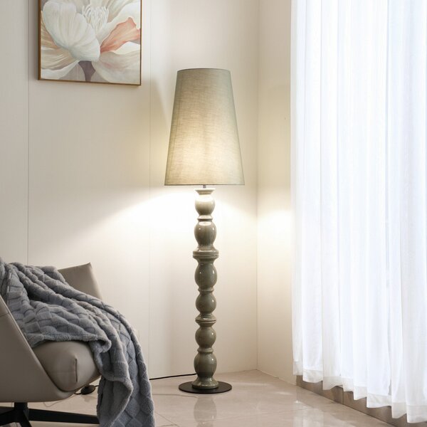 Lucande Lampadar Lyndorin, verde, ceramică, 150 cm, Verde, Camera de zi / sufragerie, Ceramică, Design