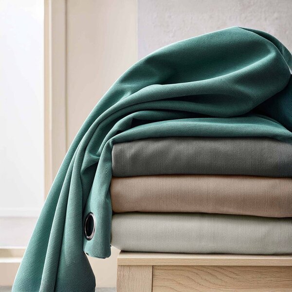 Draperie gri antracit termoizolantă din catifea reiată 140x260 cm Madison – douceur d'intérieur