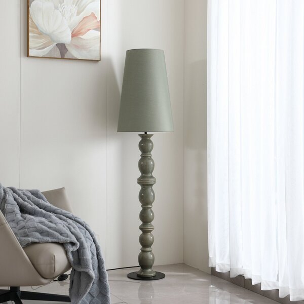Lucande Lampadar Lyndorin, verde, ceramică, 150 cm, Verde, Camera de zi / sufragerie, Ceramică, Design