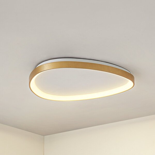 Lucande Plafonieră LED Asken, 61 cm, auriu, CCT, dimabil, reglabil, Auriu / Alamă, Camera de zi / sufragerie, Aluminiu, Modern