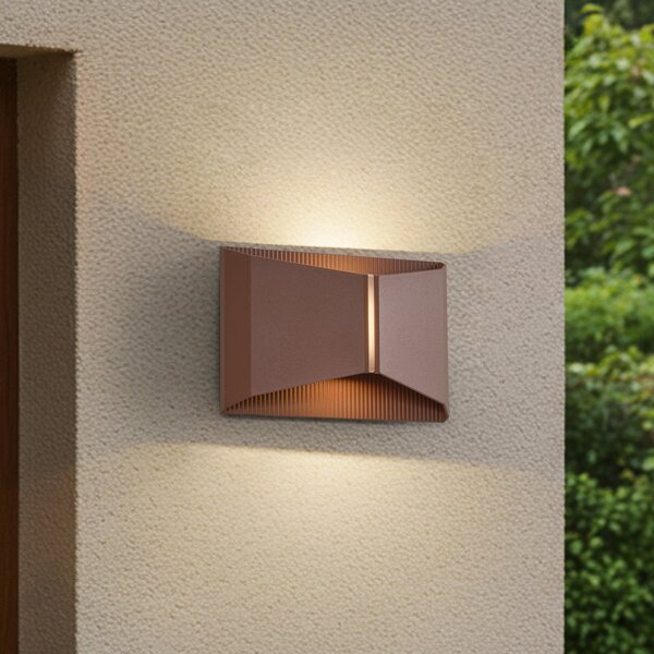 Lindby LED-Aparec de iluminat exterior Anlira, maro, Up & down, IP65, Maro / Rugină, Metal, Modern