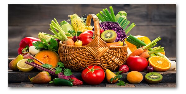 Tablou Printat Pe Sticlă Un coș de legume fructe
