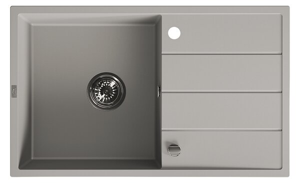 Laveo Wolin, chiuvetă din granit cu 1 compartiment 780x480x185 mm, gri, LAV-SPW_511T