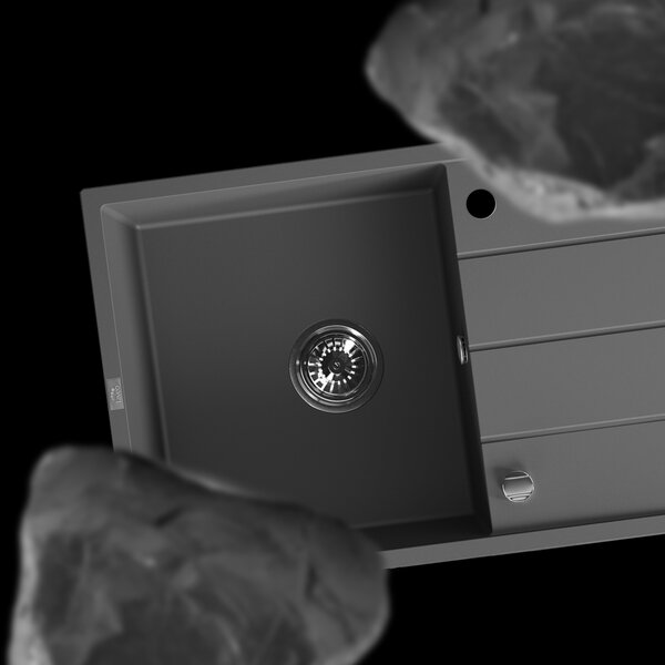 Laveo Wolin, chiuvetă din granit cu 1 compartiment 780x480x185 mm, gri, LAV-SPW_511T