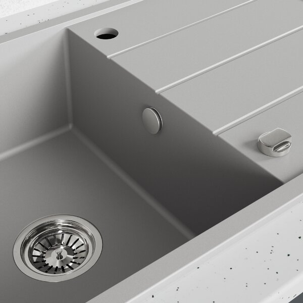 Laveo Wolin, chiuvetă din granit cu 1 compartiment 780x480x185 mm, gri, LAV-SPW_511T