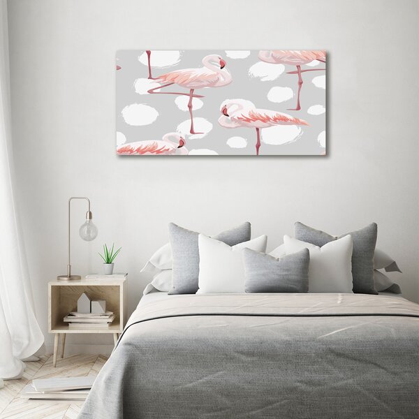Tablou pe pe sticlă Flamingos