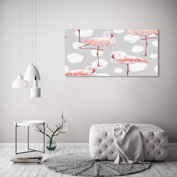Tablou pe pe sticlă Flamingos