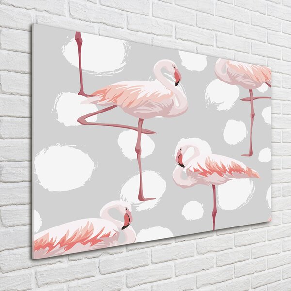 Tablou pe pe sticlă Flamingos