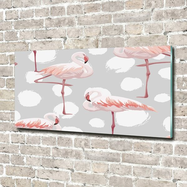 Tablou pe pe sticlă Flamingos