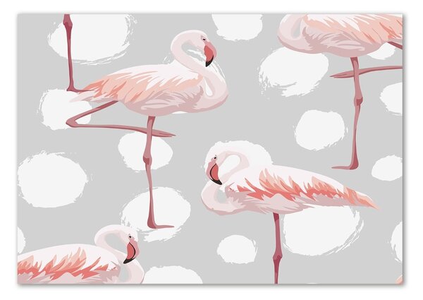 Tablou pe pe sticlă Flamingos
