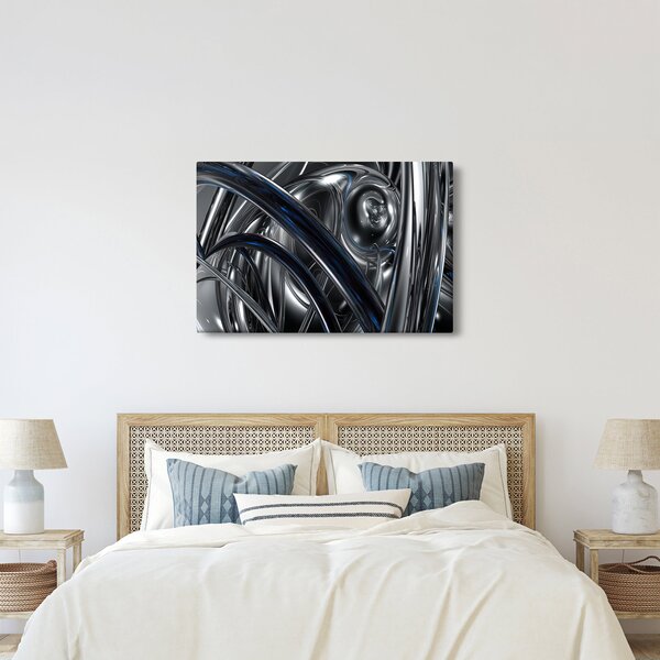 Tabloul cu abstracție gri cu albastru (90x60 cm)