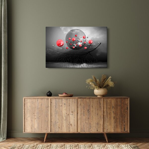 Tabloul cu bile abstracte roșii (90x60 cm)