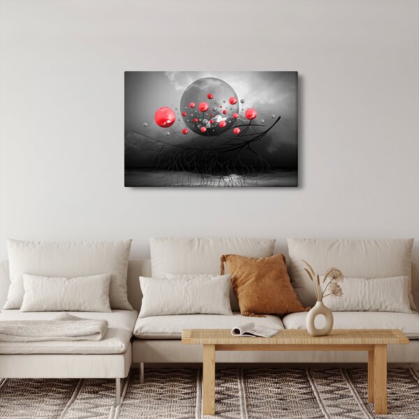 Tabloul cu bile abstracte roșii (90x60 cm)