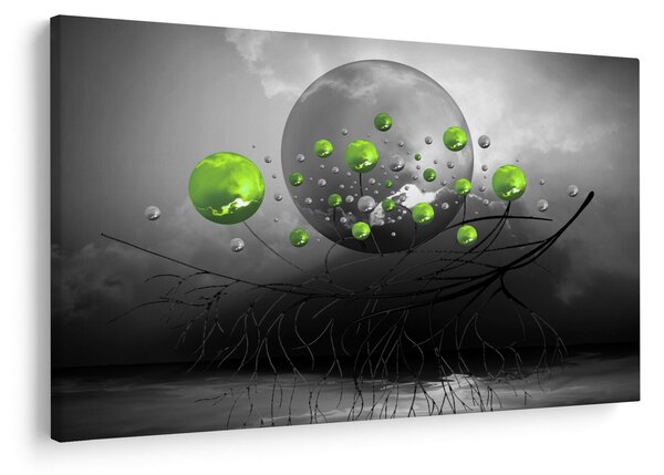 Tabloul cu bile abstracte verzi (90x60 cm)