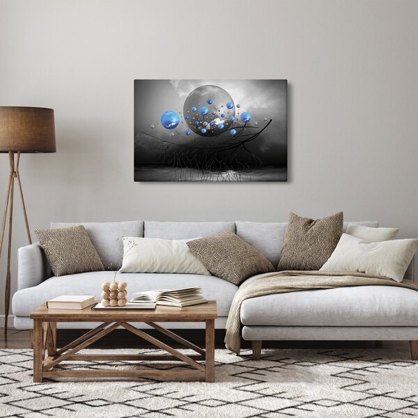 Tabloul cu bile abstracte albastre (90x60 cm)