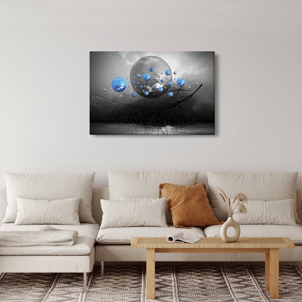 Tabloul cu bile abstracte albastre (90x60 cm)
