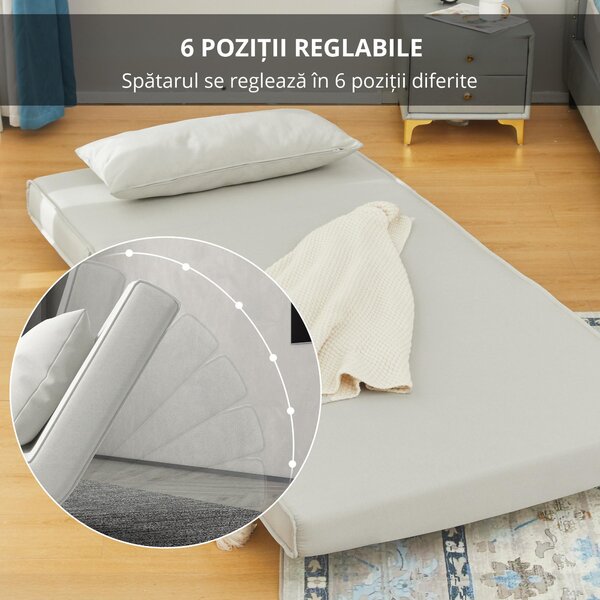 HOMCOM Fotoliu Pat 3 in 1 cu Spatar Rabatabil, Bej