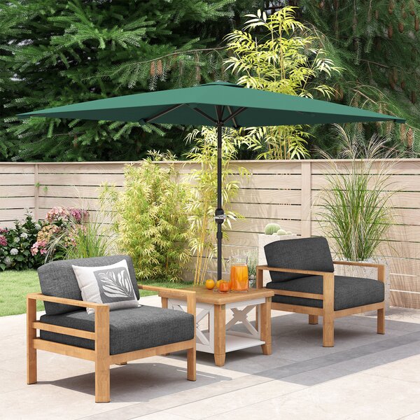 Outsunny Umbrelă de Grădină Înclinabilă cu Manivelă și 6 Spiţe, 2x3 m, Verde | Aosom Romania