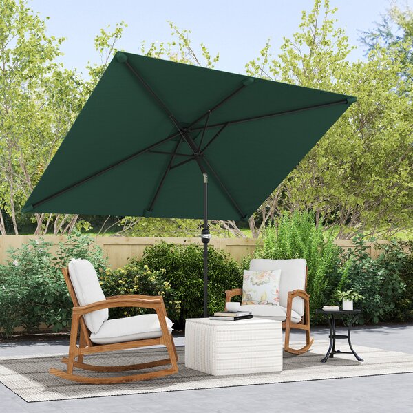 Outsunny Umbrelă de Grădină Înclinabilă cu Manivelă și 6 Spiţe, 2x3 m, Verde | Aosom Romania