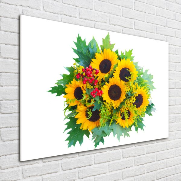 Tablou Printat Pe Sticlă buchet de floarea-soarelui