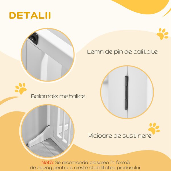 PawHut Poartă Lemn Reglabilă Animale Companie Gard Independent Ușă Hol | Aosom Romania