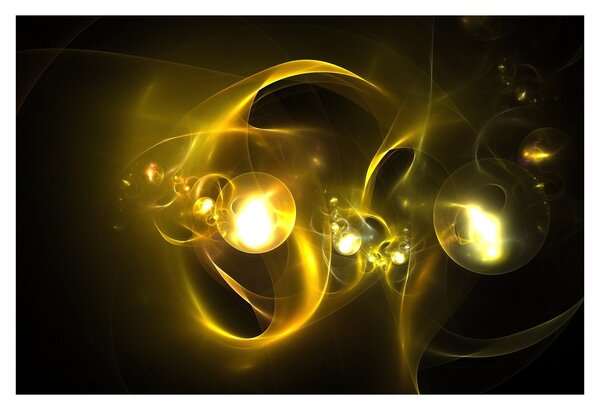 Tabloul abstract cu bile galbene (90x60 cm)