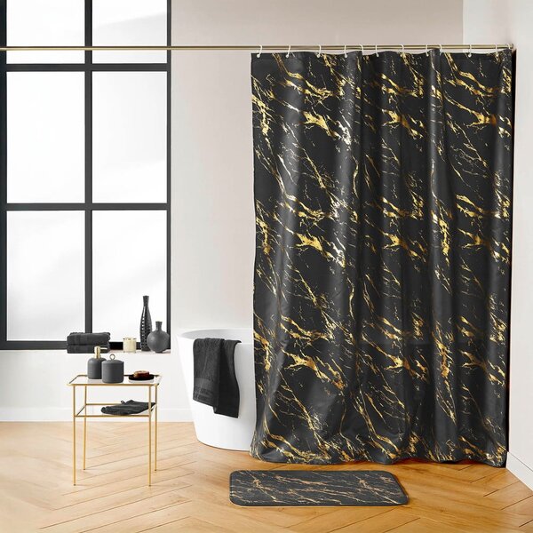 Covoraș de baie negru-auriu 45x75 cm Aquamarbre – douceur d'intérieur