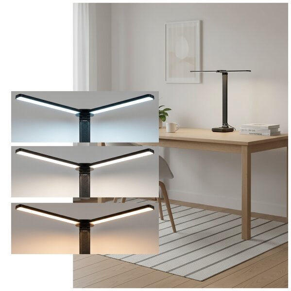 Brilagi - Lampă de birou LED cu reglaj al intensității MODO DUO LED/8W/5V 3000/4000/6500K neagră