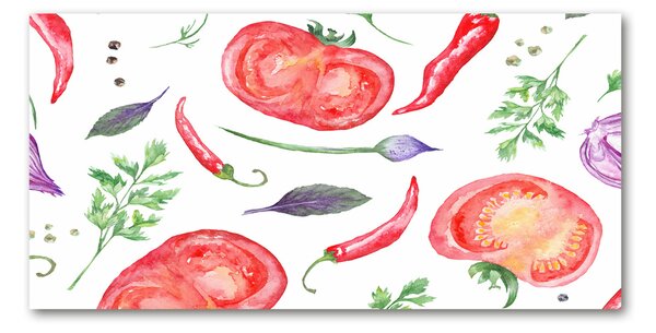 Tablou sticlă Tomate și condimente
