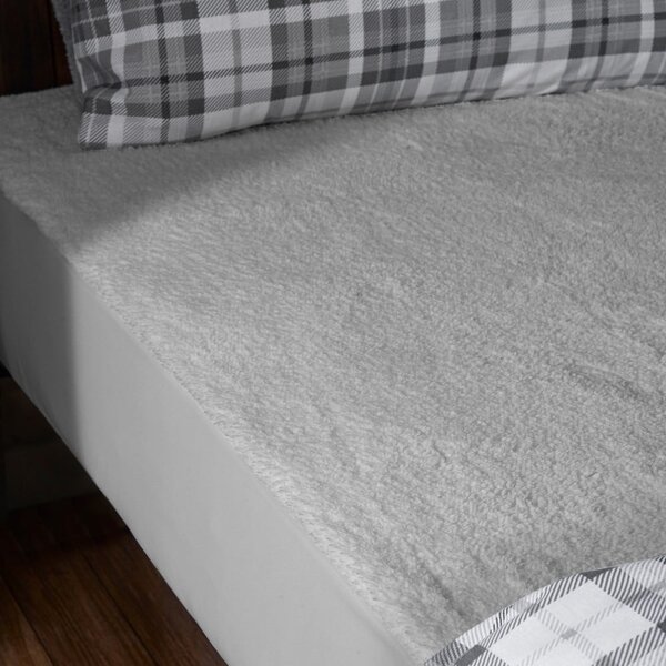 Cearceaf gri din micropluș/cocolino cu elastic 135x190 cm Thermal Sherpa – Catherine Lansfield