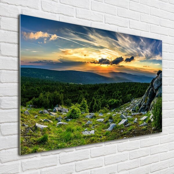 Fotografie imprimată pe sticlă panorama de munte