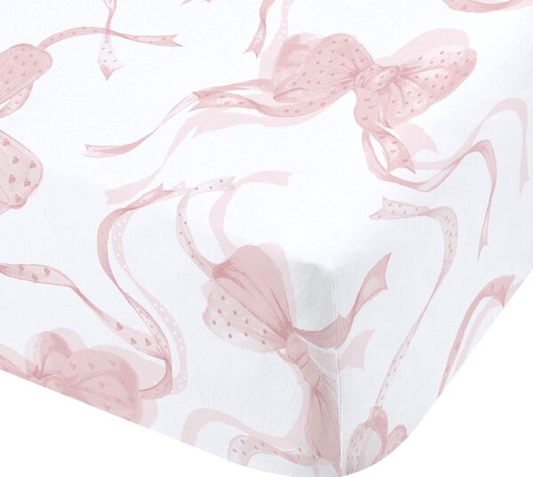 Cearceaf alb/roz cu elastic 150x200 cm Bow – Catherine Lansfield