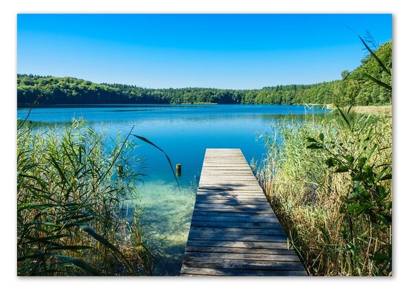 Tablou pe pe sticlă Pier pe lac