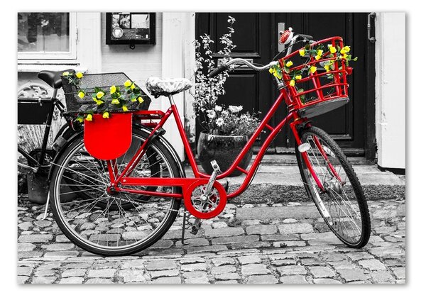 Tablou din Sticlă Oraș biciclete