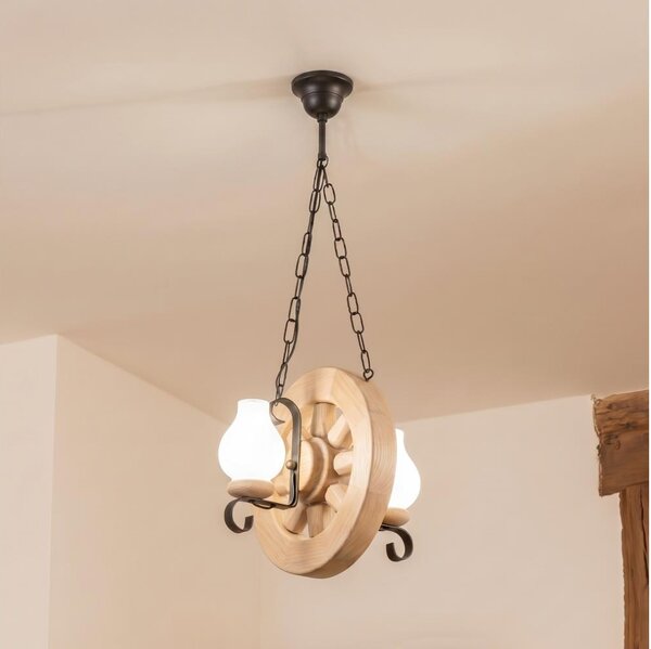 Brilagi - Candelabru pe lanț ROATA 2xE14/40W/230V, stejar
