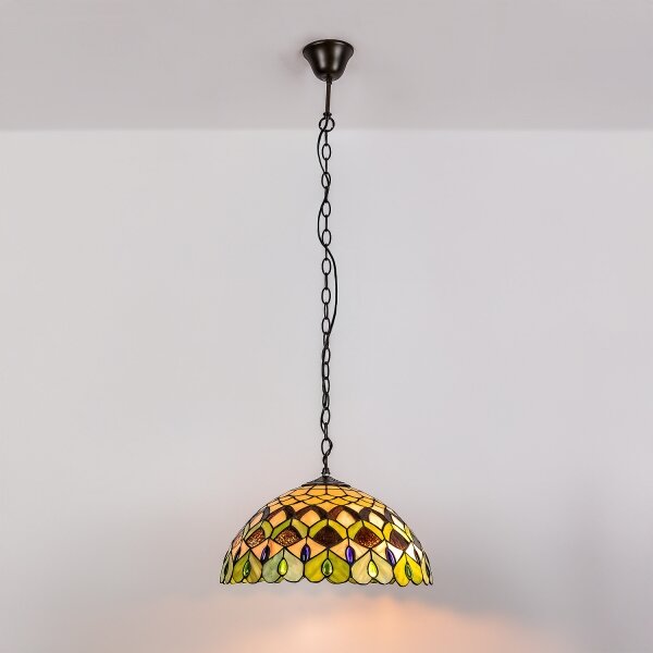 Brilagi - Lustră Tiffany MARGARET cu vitralii, pe lanț, 2xE27/60W/230V