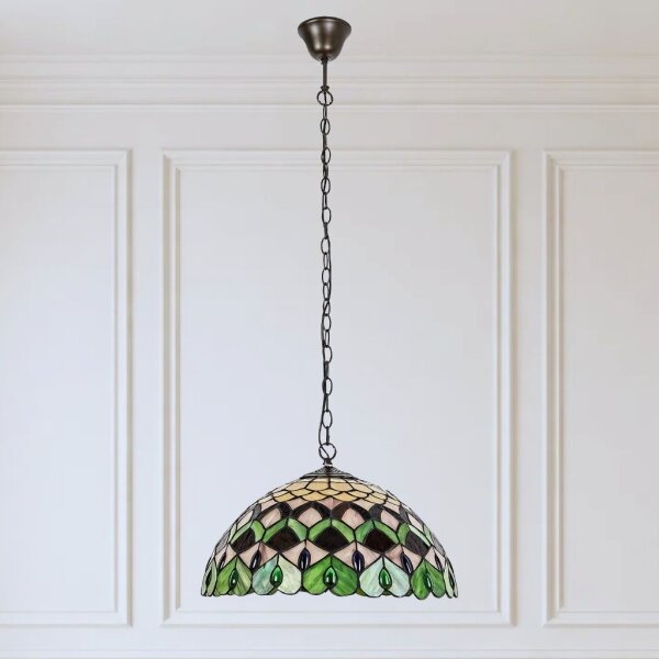 Brilagi - Lustră Tiffany MARGARET cu vitralii, pe lanț, 2xE27/60W/230V
