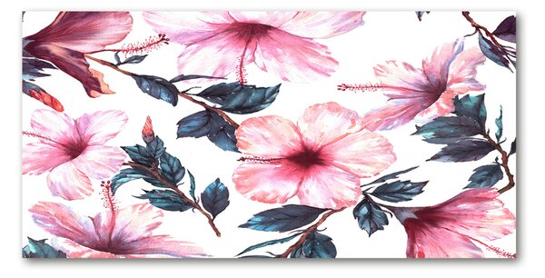 Tablou pe pe sticlă flori de hibiscus