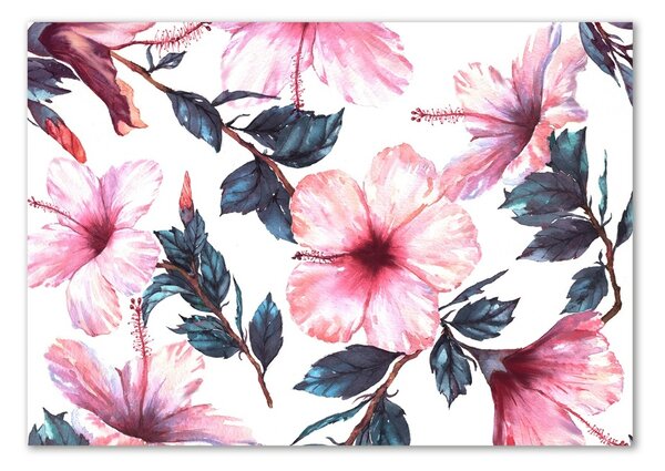 Tablou pe pe sticlă flori de hibiscus