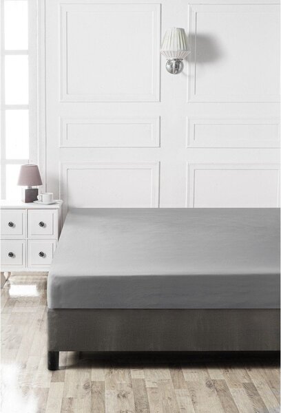 Cearceaf gri închis din bumbac cu elastic 140x200 cm – Mijolnir