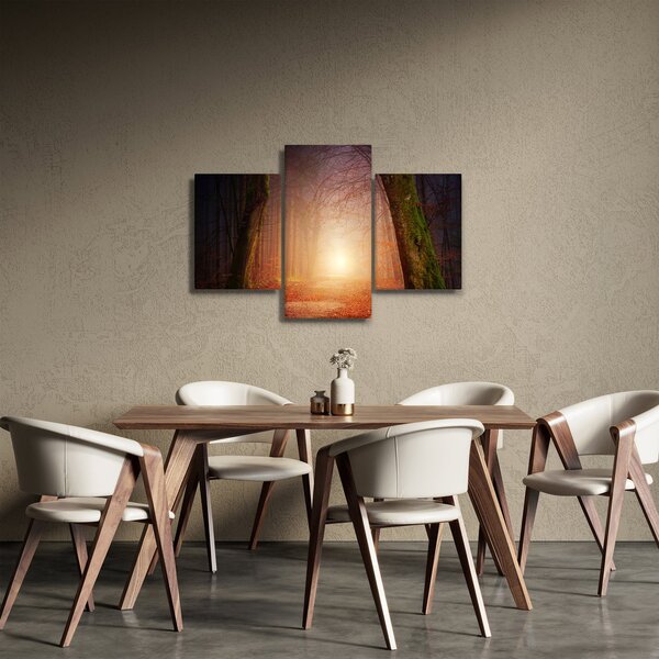 Tablou cu pădurea toamna în ceață (90x60 cm)